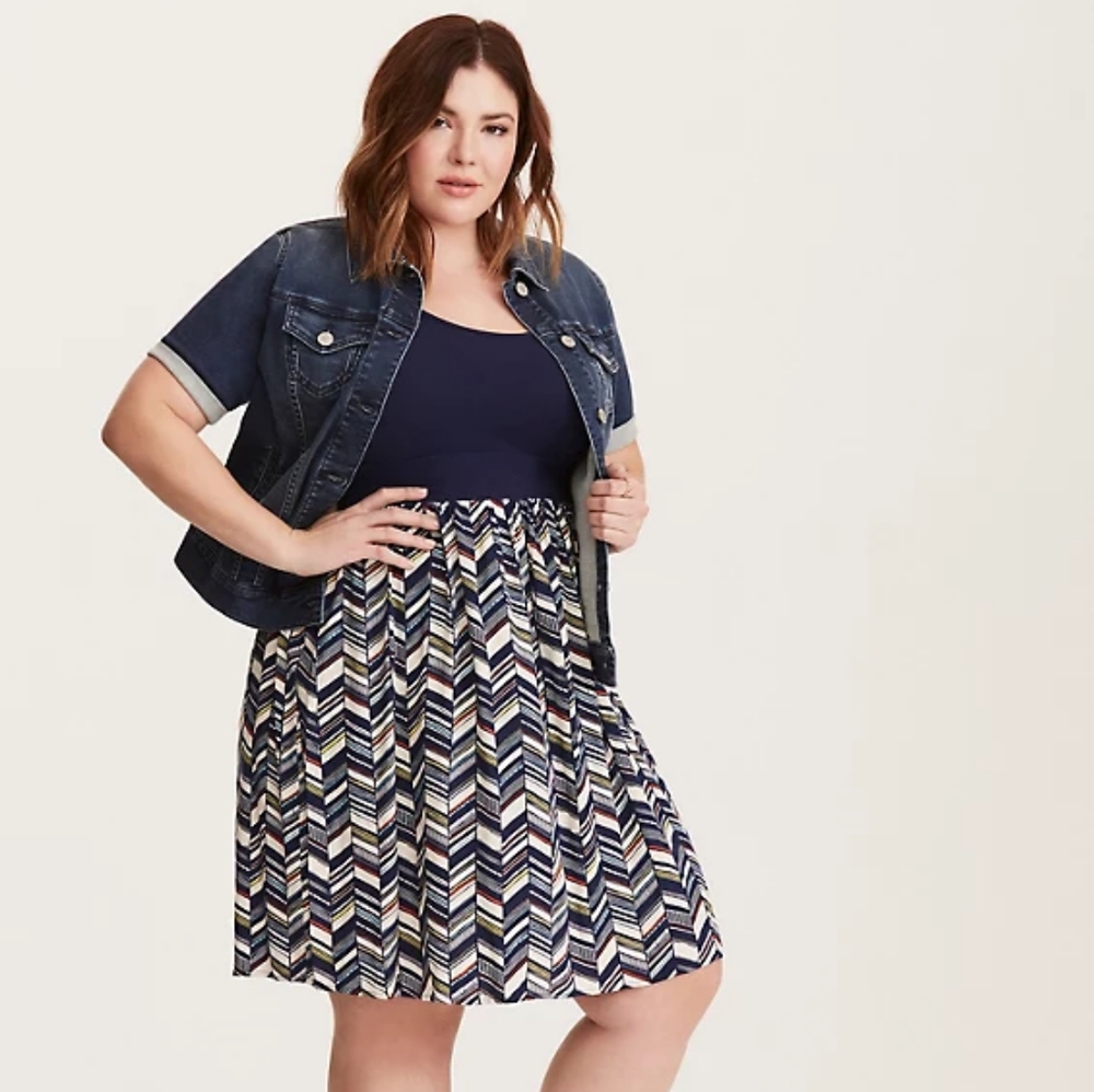 Torrid CHEVRON PRINT KNIT TO WOVEN DRESS 2x